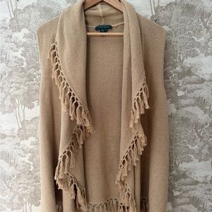 Ralph Lauren Silk Linen Blend fringe cardigan